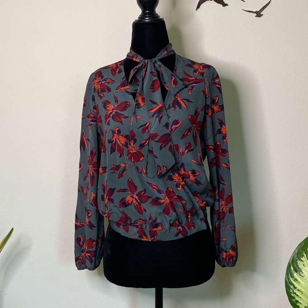 Madewell Silk Tie-Neck Wrap Top Winter Orchid XS